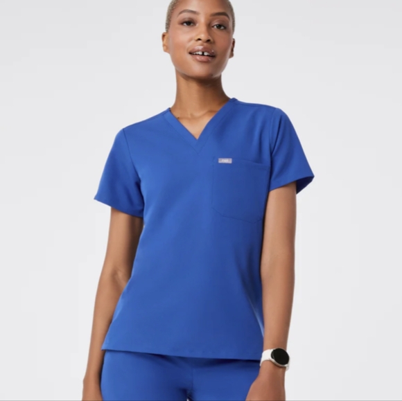 Women's one pocket Catarina scrub top- royal blue - Picture 2 of 3
